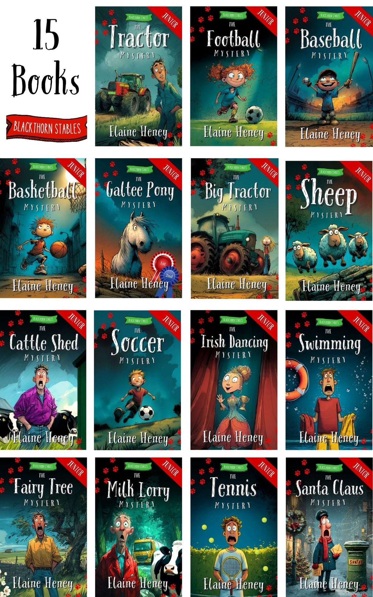 15 kids dyslexia friendly chapter books by best-selling Irish Author Elaine Heney