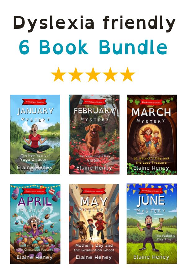 Six dyslexia-friendly books Written by by #1 best-selling Irish Author Elaine Heney.