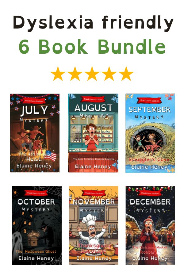 Six dyslexia-friendly books Written by by #1 best-selling Irish Author Elaine Heney.